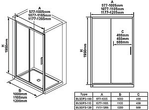 Душевая дверь Ravak Blix Slim BLSDP2-100 профиль блестящий/стело прозрачное купить в интернет-магазине Sanbest