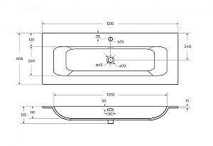 Тумба с раковиной Cezares DUET-N 120 DUET-N-1200-2C-SO-BO+CZR-8073-120 Bianco Opaco для ванной в интернет-магазине Sanbest