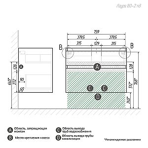 Тумба с раковиной подвесная Grossman МЕРКАДО 80 с 2-я ящ, графит матовая для ванной в интернет-магазине Sanbest