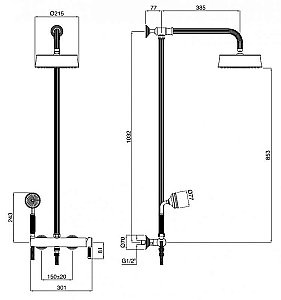 Душевая система Cezares Olimp CD бронза купить в интернет-магазине сантехники Sanbest