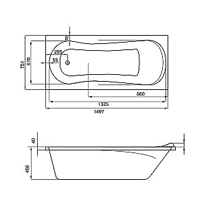 Ванна акриловая Santek Каледония 150x75 1.WH30.2.383 белая купить в интернет-магазине Sanbest