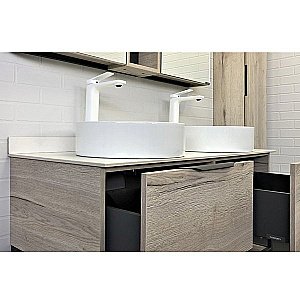 Тумба с раковиной Comforty Порто 00-00008910 120 дуб дымчатый для ванной в интернет-магазине Sanbest