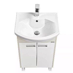 Тумба с раковиной Акватон Бекка 50 белая/дуб сомерсет для ванной в интернет-магазине Sanbest