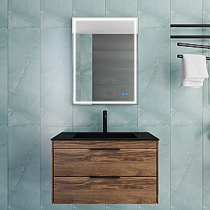 Тумба с раковиной Vincea Chiara 2D 80 VMC-2C2800CO/VCB-13800B тёмный дуб/раковина черная для ванной в интернет-магазине Sanbest