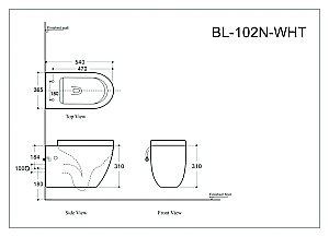 Подвесной унитаз Aquanet Rimless Cetus-W BL-102N-WHT с крышкой микролифт, безободковый купить в интернет-магазине Sanbest