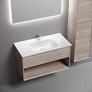 Тумба с раковиной Sancos Marmi 1.0 90 MR1.090EG дуб галифакс натуральный для ванной в интернет-магазине Sanbest