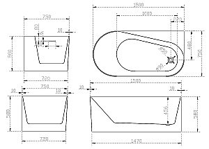 Ванна акриловая ABBER AB9496-1.5 R 150х75 купить в интернет-магазине Sanbest