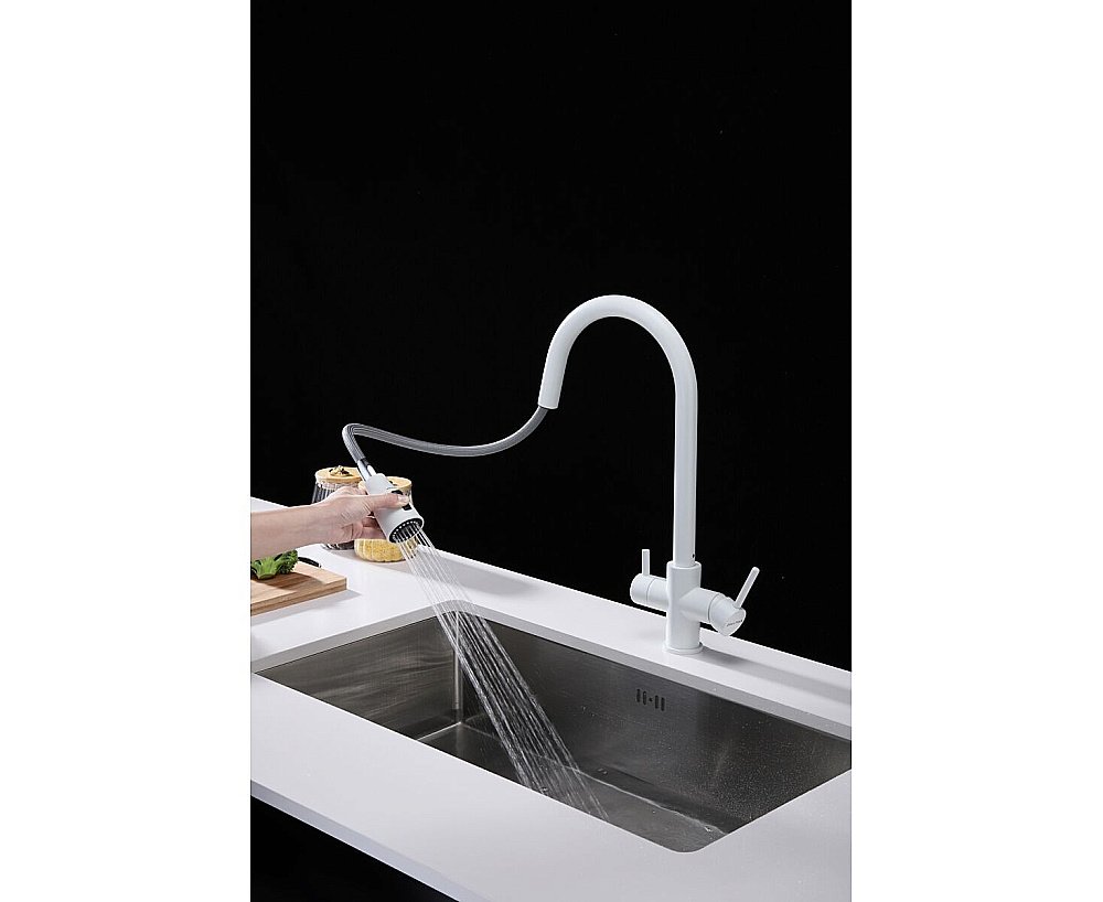 Смеситель для кухни Paulmark Lange La214212-WH белый матовый купить в интернет-магазине сантехники Sanbest