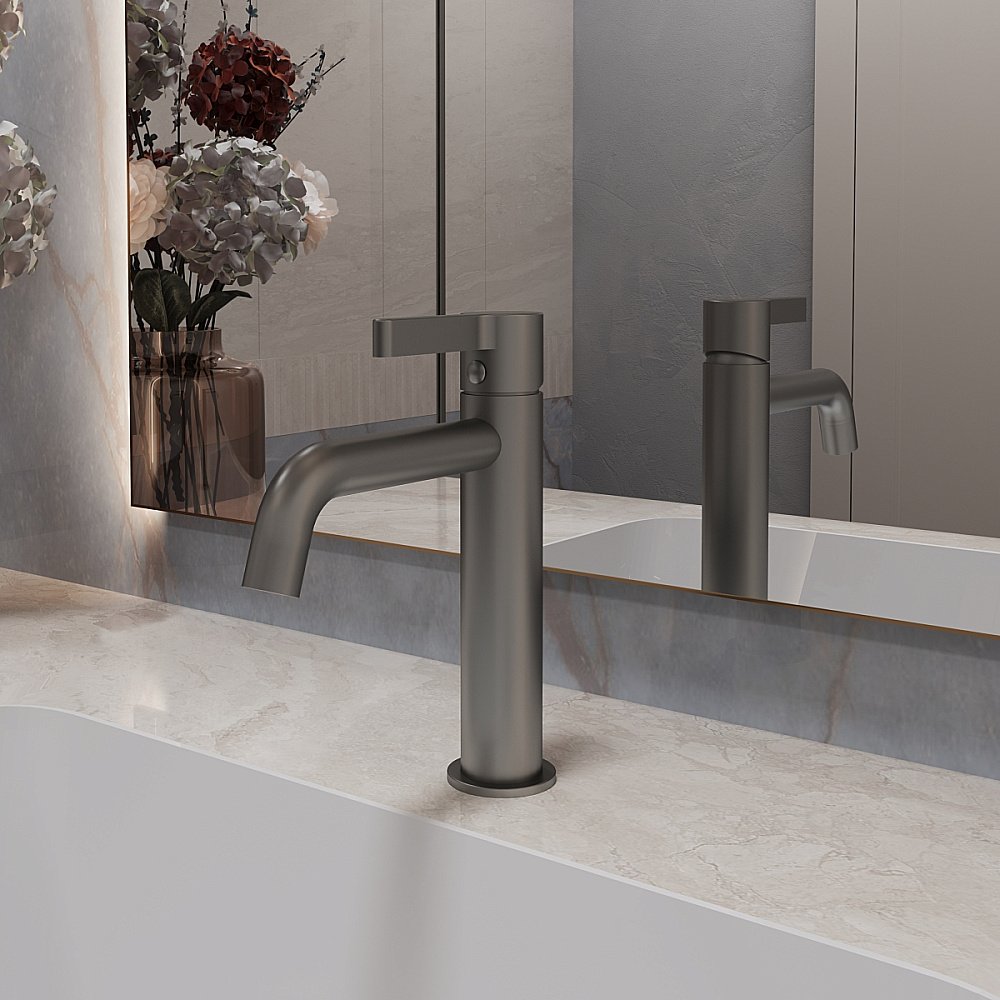 Смеситель для раковины Vincea Villa VBF-1VL1GM вороненая сталь купить в интернет-магазине сантехники Sanbest