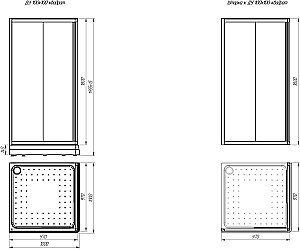 Душевой уголок Радомир Дрим 100x100 стекло матовое/черный профиль купить в интернет-магазине Sanbest