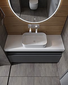 Тумба с раковиной и столешницей Armadi Art Flat 80 антрацит матовый для ванной в интернет-магазине Sanbest