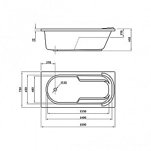 Ванна акриловая с каркасом Berges LUMBO 050004 150х75 купить в интернет-магазине Sanbest