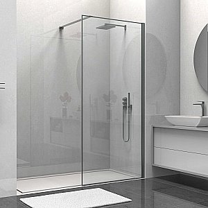 Душевое ограждение Vincea Walk-In VSW-1HS900CLGM 90 стекло прозрачное/профиль вороненая сталь купить в интернет-магазине Sanbest