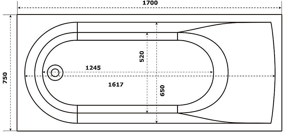 Ванна из литьевого мрамора BAS Афина ВА00020 170х75 купить в интернет-магазине Sanbest