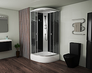 Душевая кабина Niagara Eco E80/26/BLACK 80х80 профиль хром матовый/стекло мозаика купить в интернет-магазине Sanbest