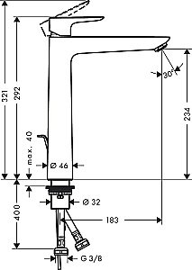 Смеситель для раковины Hansgrohe Talis E 240 71716700 купить в интернет-магазине сантехники Sanbest
