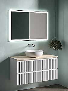 Тумба с раковиной Sancos SNOB R 100 со столешницей, белая матовый для ванной в интернет-магазине Sanbest