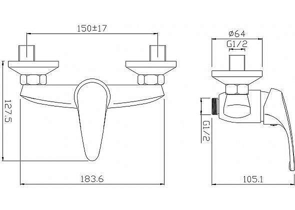 Смеситель для душа Aquanet Practic AF100-30С купить в интернет-магазине сантехники Sanbest