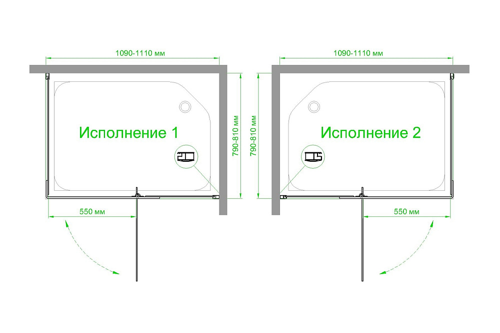 Душевой уголок Royal Bath HPVD RB8110HPVD-T-BL 110х80 прозрачное стекло/черный профиль купить в интернет-магазине Sanbest