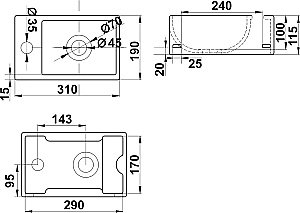 Раковина Melana A311 A311L-803 белая купить в интернет-магазине Sanbest