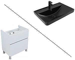 Тумба с раковиной Aquanet Вега 70 344122+329248 белая глянцевая для ванной в интернет-магазине Sanbest