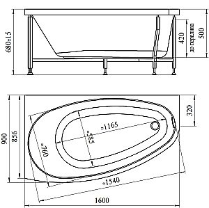 Ванна Радомир Орсини 160х90 комплект золото купить в интернет-магазине Sanbest