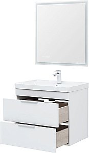 Тумба с раковиной Aquanet Ирис new 70 подвесная белый глянец для ванной в интернет-магазине Sanbest