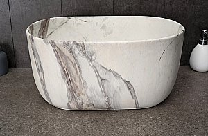 Раковина накладная Gid Creativo 45 Mnc9302 69909 белый мрамор, матовая купить в интернет-магазине Sanbest