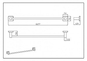 Полотенцедержатель CeramaLux Quadro 61908 хром купить в интернет-магазине сантехники Sanbest