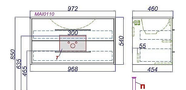 Тумба с раковиной Aqwella Майами 100 дуб сонома для ванной в интернет-магазине Sanbest