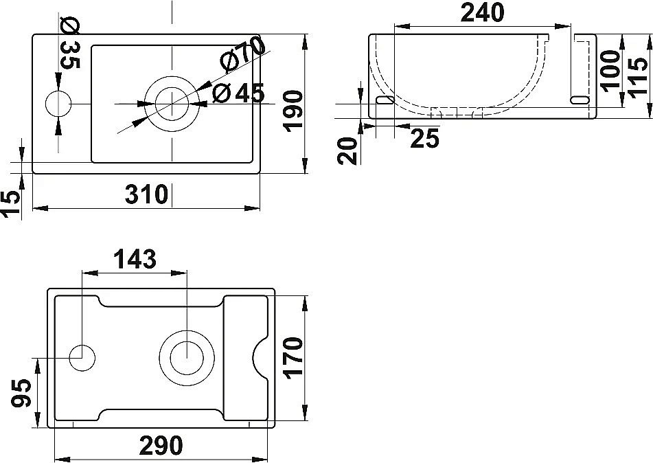 Раковина Melana A311 A311L-803 белая купить в интернет-магазине Sanbest