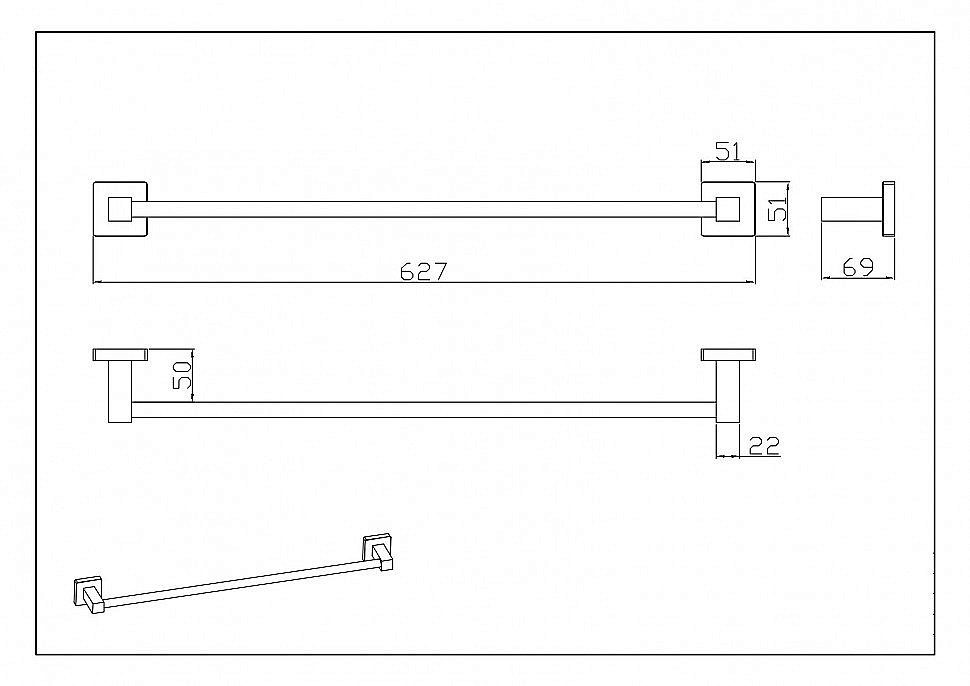 Полотенцедержатель CeramaLux Quadro 61908 хром купить в интернет-магазине сантехники Sanbest