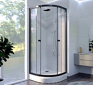 Душевой уголок Радомир Берген RD 1-09-6-0-0-3510 80х80 профиль черный/стекло прозрачное купить в интернет-магазине Sanbest