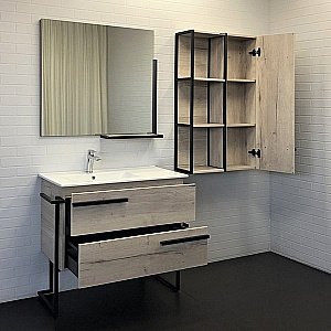 Тумба с раковиной Comforty Дюссельдорф 00-00004093 90 дуб дымчатый для ванной в интернет-магазине Sanbest