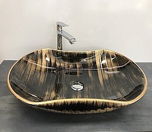 Раковина накладная Ceramalux MNC 66,5 7097 черная, бронзовая купить в интернет-магазине Sanbest