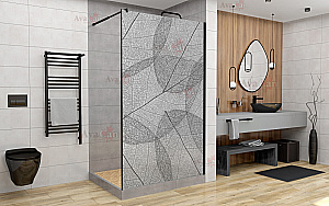 Душевое ограждение AvaCan MB120 MT профиль черный/стекло матовое с рисунком купить в интернет-магазине Sanbest