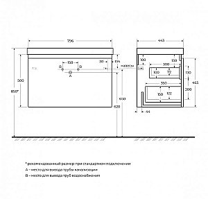 Тумба с раковиной Cezares GIUBILEO-N 80 GIUBILEO-N-80-1C-SO-FS-P+CZR-800/450-LV-MR-FS ясень брашированный для ванной в интернет-магазине Sanbest