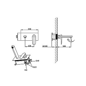 Смеситель для раковины Vincea Esse VBFW-1E1MB черный купить в интернет-магазине сантехники Sanbest