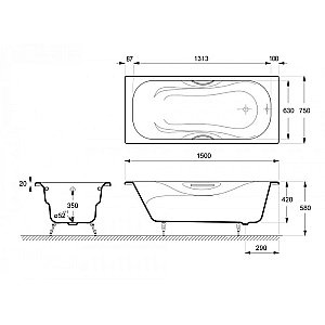 Ванна чугунная Delice Malibu Elite DLR230607R-AS 150х75 белая купить в интернет-магазине Sanbest