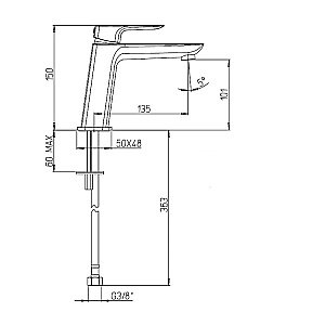 Смеситель для раковины PAINI Nove 09CR205ME хром купить в интернет-магазине сантехники Sanbest