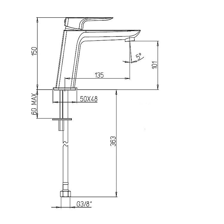 Смеситель для раковины PAINI Nove 09CR205ME хром купить в интернет-магазине сантехники Sanbest