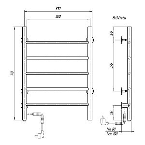 Полотенцесушитель электрический Domoterm Аврора DMT 109-5 50x71 EK хром купить в интернет-магазине сантехники Sanbest