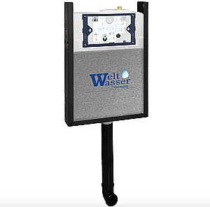 Комплект унитаза WeltWasser AMBERG 404 + GELBACH 002 MT-BL + AMBERG RD-CR черный матовый, безободковый, с крышкой микролифт, с бачком скрытого монтажа и кнопкой хром глянцевый купить в интернет-магазине Sanbest