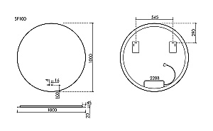 Зеркало с подсветкой Sancos Sfera 2.0 SF2.1000 100х100 в ванную от интернет-магазине сантехники Sanbest