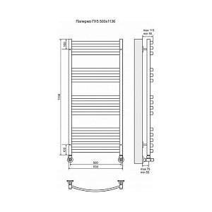 Полотенцесушитель водяной Terminus Палермо П15 500x1136 купить в интернет-магазине сантехники Sanbest