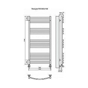Полотенцесушитель водяной Terminus Палермо П15 500x1136 купить в интернет-магазине сантехники Sanbest