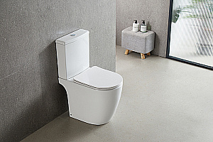 Унитаз напольный Azario Leo Tornado Flushing AZ-1253CT белый, безободковый, с бачком, с крышкой микролифт, слив торнадо купить в интернет-магазине Sanbest