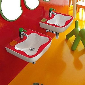 Раковина детская Laufen Florakids 8.1503.1.062.104.1 белая, розовая купить в интернет-магазине Sanbest