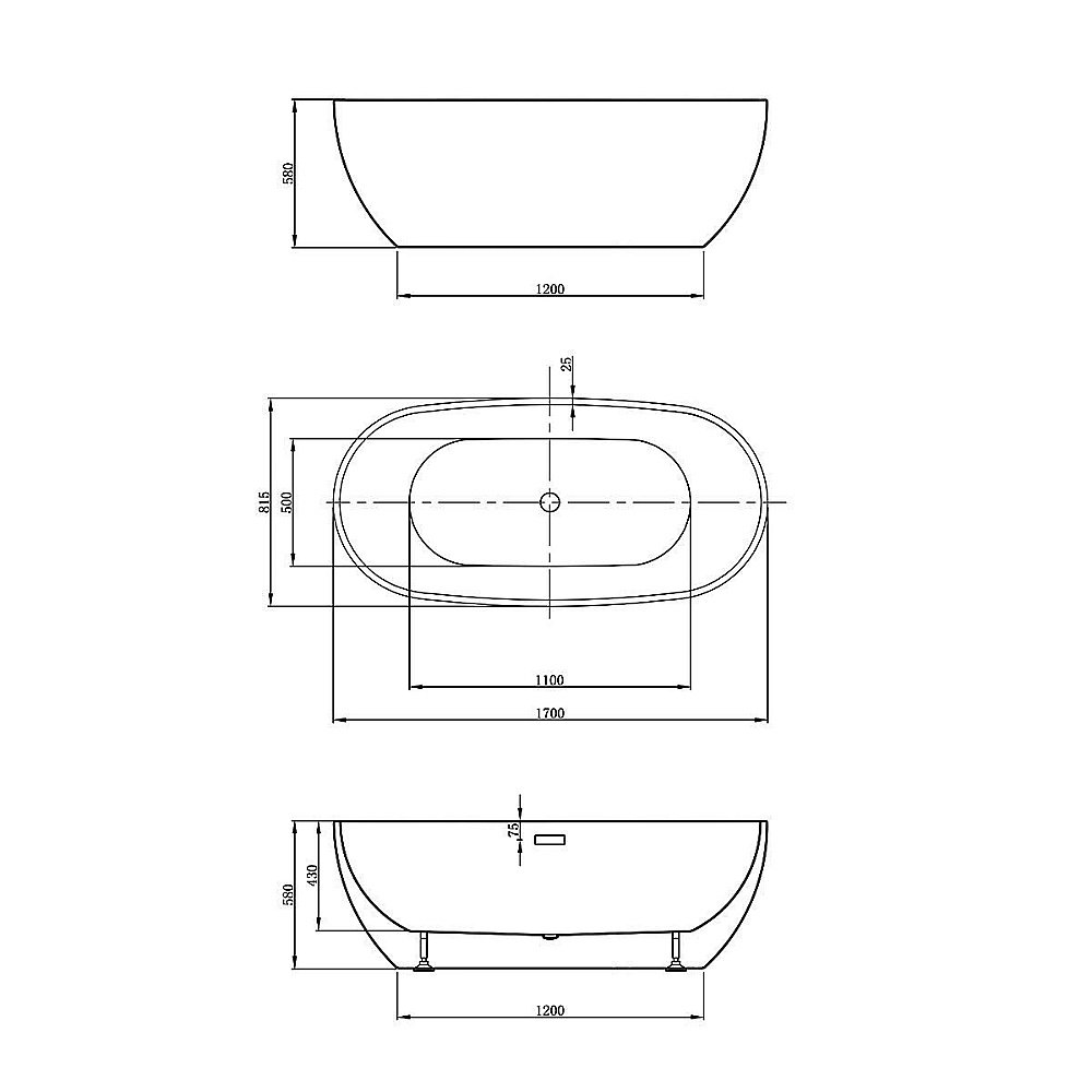 Ванна акриловая Vincea VBT-408 170x81 белая купить в интернет-магазине Sanbest