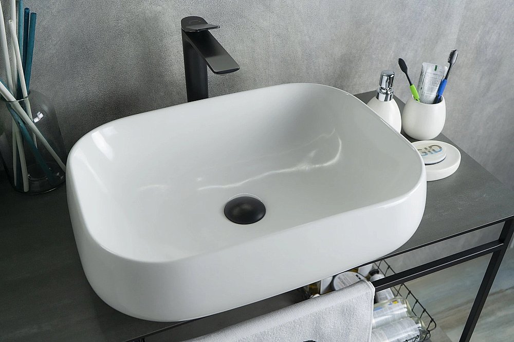 Раковина накладная Gid Geometrico 56 N9243 51135 белая купить в интернет-магазине Sanbest